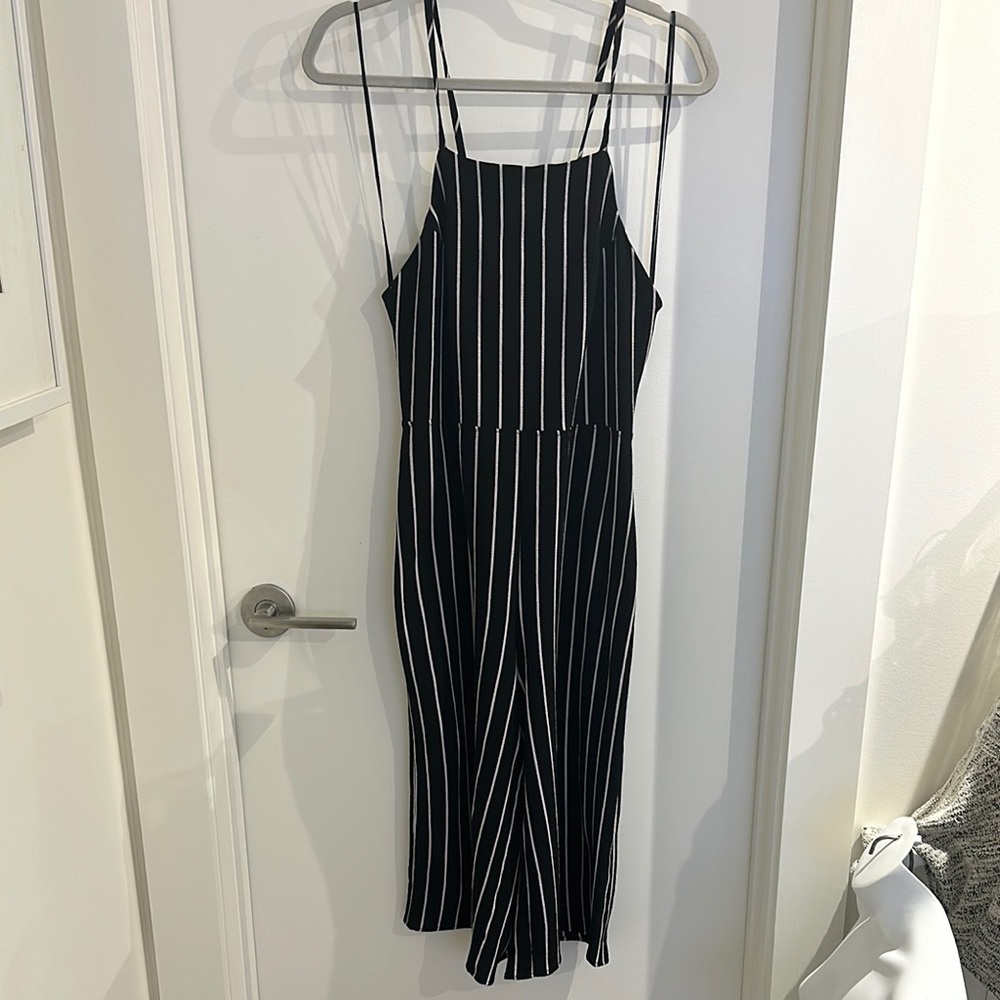 Black and White Striped Jumpsuit